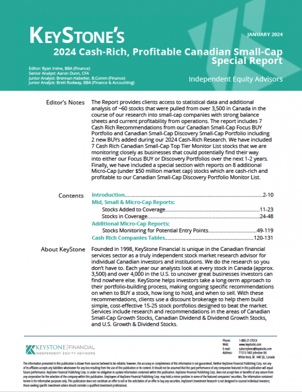 KeyStone’s 2024 Cash-Rich, Profitable Canadian Small-Cap Special Report