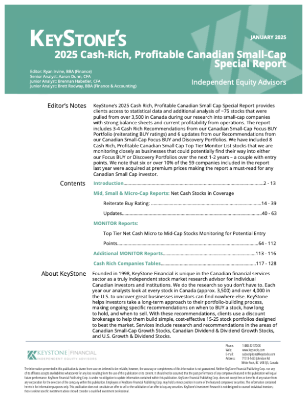KeyStone’s 2025 Cash-Rich, Profitable Canadian Small-Cap Special Report
